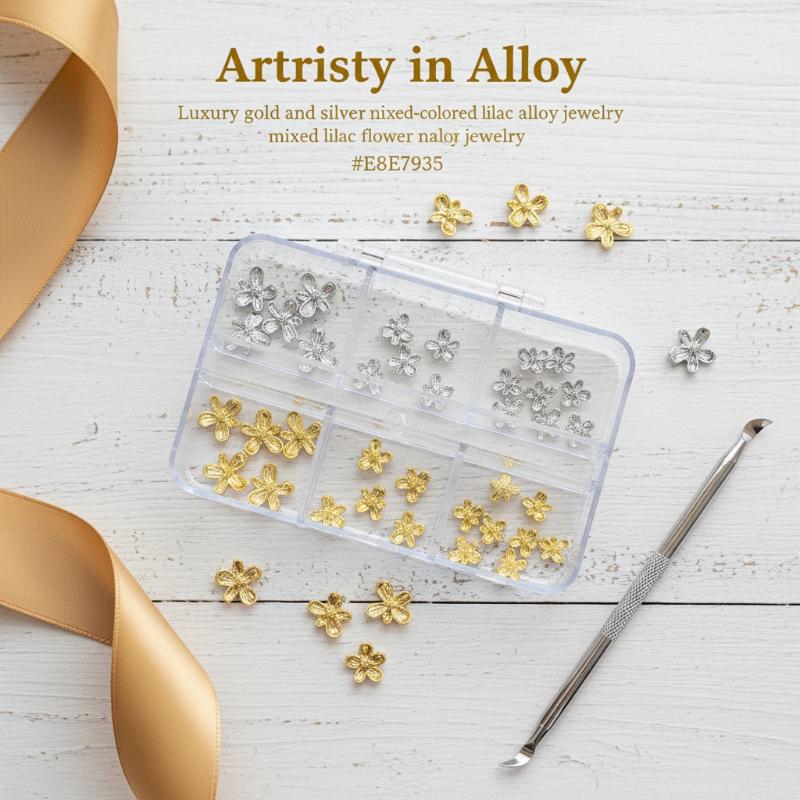 Nail Art Lilac - 20/30 ชิ้น อุปกรณ์ตกแต่งเล็บ 3 มิติ ลายดอกไม้โลหะผสม