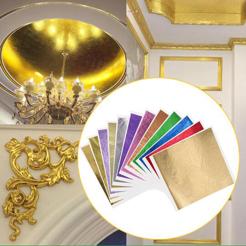 Nail Art Gold - 1000ชิ้น/แพ็คสีฟ้าแผ่นทอง Glitter กระดาษ Art Crafts Gilding