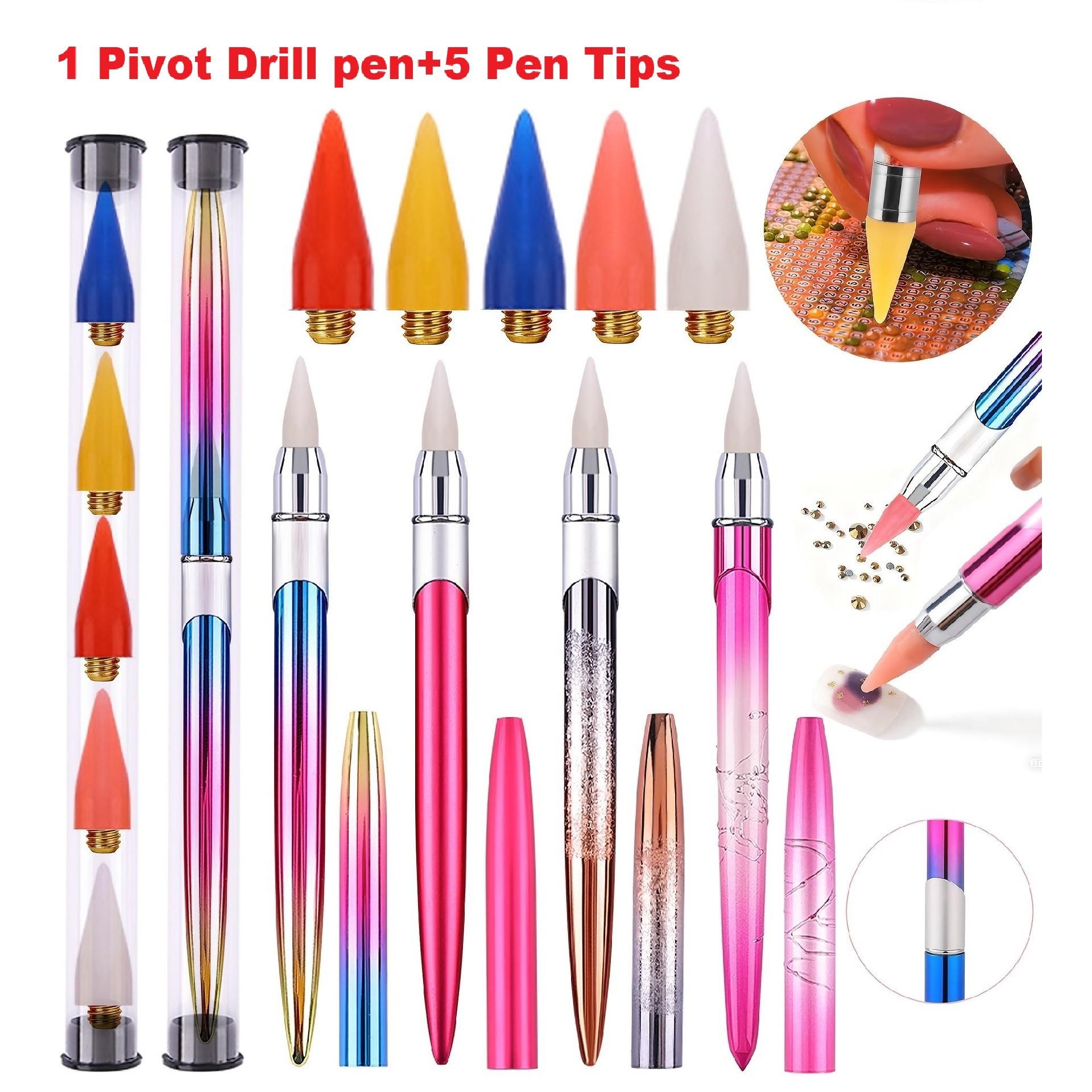 Nail Art Dotting Tool - ปากกาสำหรับงานเพ้นท์เพชรแบบมีกาวในตัวที่ไม่ต้องใช้แว็กซ์, ดินสอจุดสำหรับงานเพ้นท์เพชร, เหมาะสำหรับงานฝีมือ DIY, งานเพ้นท์เพชร, งานปักครอสสติช,