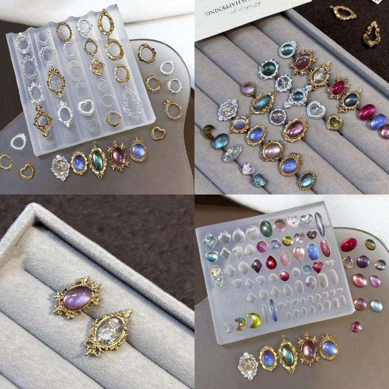Nail Art Zone - แม่พิมพ์ลายเล็บซิลิโคนใส ลายกรอบรูปโบราณ ประดับอัญมณี ลายเปลือกหอย แกะสลักแบบนูน 3