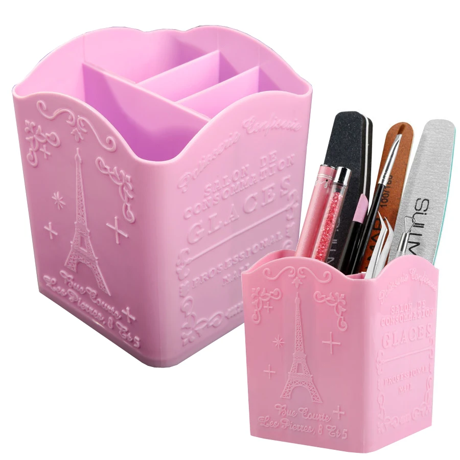 Nail Art Sch - กล่องใส่แปรงแต่งเล็บ 4 ช่อง, กล่องเก็บแปรงแต่งหน้า, ตะไบ, บัฟเฟอร์,