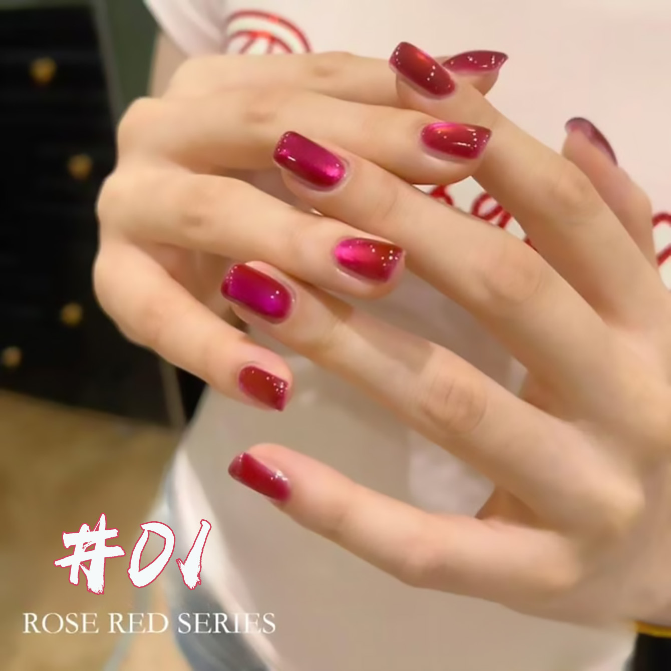 Nail Art Strawberry - WS 1 ชิ้น 2026 เจลทาเล็บกลิตเตอร์สีชมพูประกายเพชรลายสตรอว์เบอร์รีใหม่ ให้ลุคสดใส