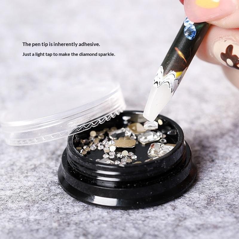 Nail Art Dotting Tool - ดินสอแต่งเล็บ 1 ชิ้น สำหรับหยิบจับเพชรไร้สัมผัส ใช้กับคริสตัลและอุปกรณ์ตกแต่งเล็บ