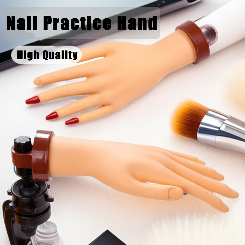 Nail Art Fake Nails - มือฝึกทำเล็บซิลิโคนแบบยืดหยุ่น สำหรับฝึกหัดทำเล็บ แสดงผลงาน และเครื่องมือทำเล็บ