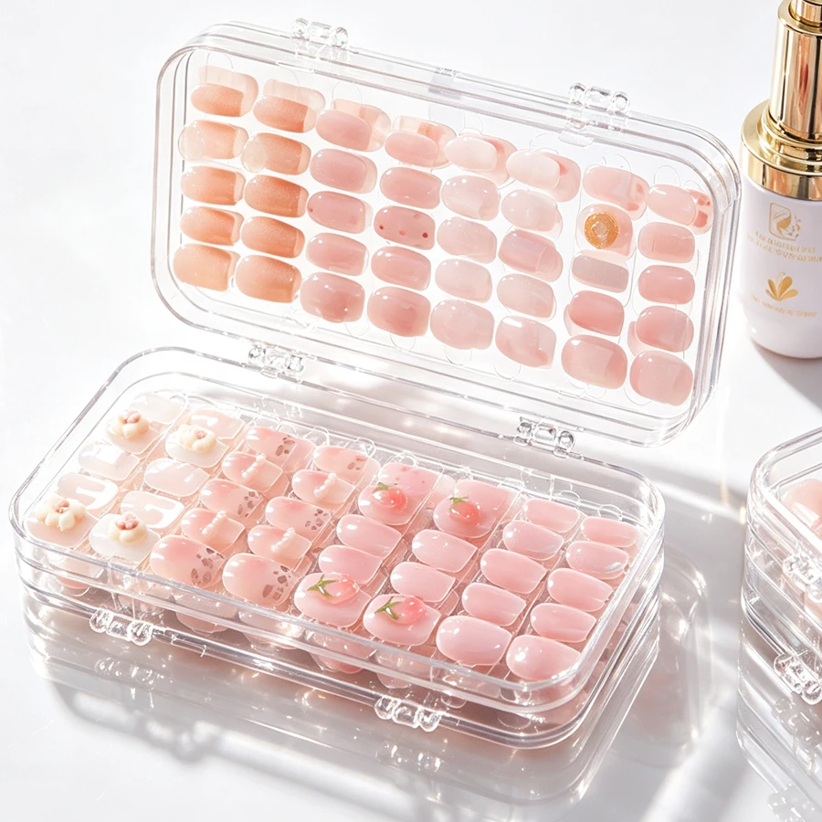 Nail Art Sch - กล่องเก็บเล็บปลอมแบบพับได้ ป้องกันฝุ่น สำหรับจัดแสดงและเก็บเล็บปลอม เหมาะสำหรับร้านทำเล็บและงานออกแบบเล็บ DIY