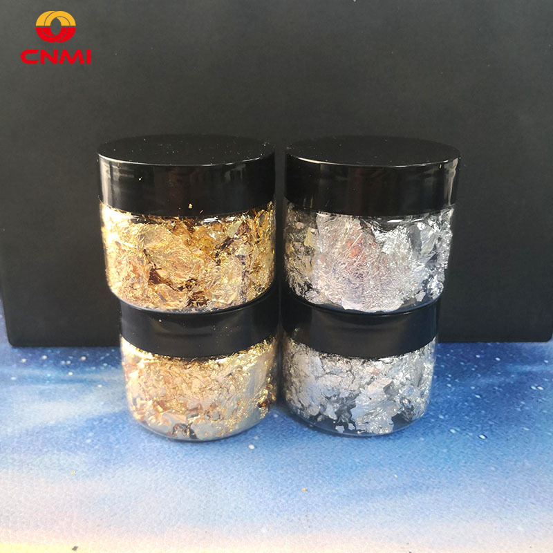Nail Art Gold - 3g Gold Leaf Flakes อีพ็อกซี่เรซิ่นบรรจุเงินฟอยล์กระดาษ DIY