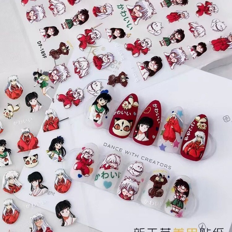 Nail Art One Piece - สติกเกอร์ติดเล็บลายอนิเมะ อินุยาฉะ เซ็ตโชมารุ ฮิกุราชิ คากุเมะ ของสะสมอนิเมะ