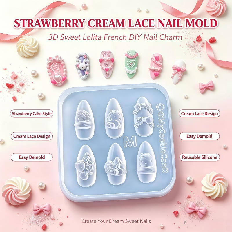 แม่พิมพ์ซิลิโคนลายครีมสตรอว์เบ - Nail Art Strawberry บทวิจารณ์และราคา