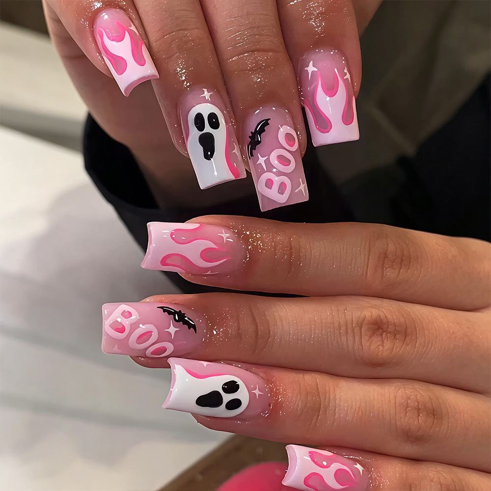24 ชิ้น เล็บปลอมลายฮาโลวีน สีช - Nail Art Fake Nails บทวิจารณ์และราคา