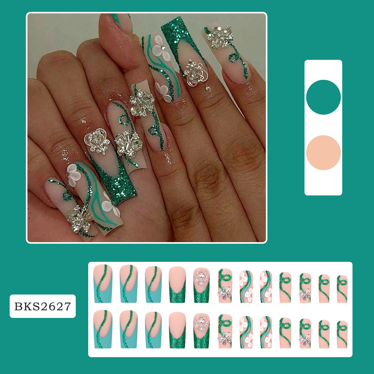 กดโลงศพยาวบนเล็บนักบัลเล่ต์เล็ - Nail Art Fake Nails บทวิจารณ์และราคา