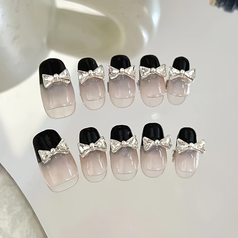 10pcs Handmade กดบนเล็บขนาดกลา - Nail Art Emerald บทวิจารณ์และราคา