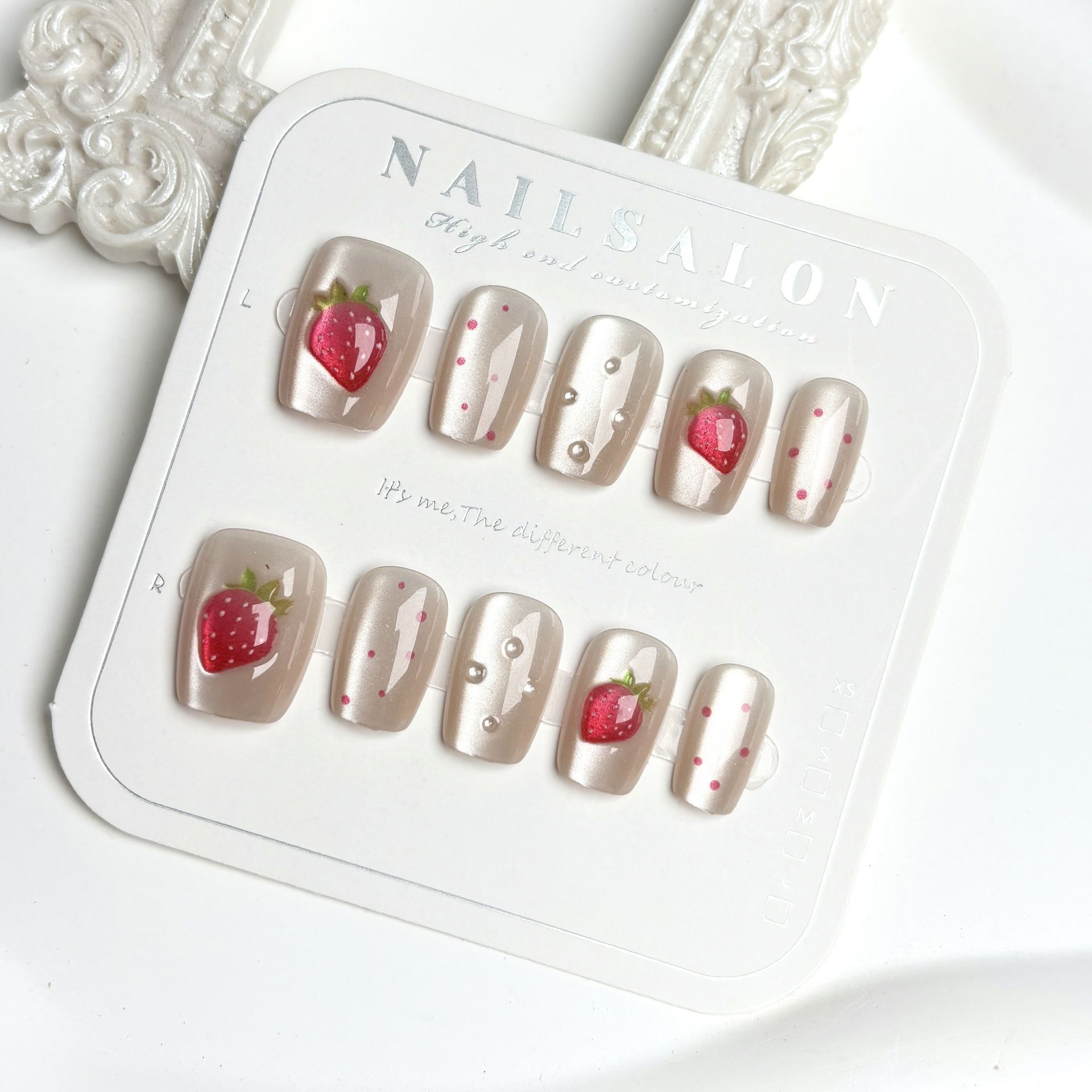 10 ชิ้นสั้นสแควร์ Cat Eye Hand - Nail Art Strawberry บทวิจารณ์และราคา