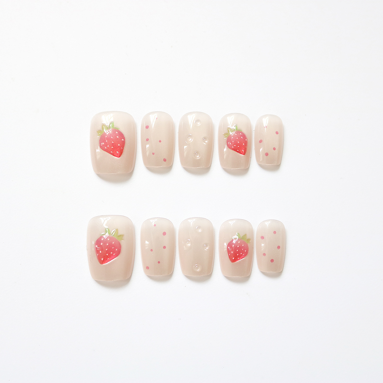 10 ชิ้นสั้นสแควร์ Cat Eye Hand - Nail Art Strawberry บทวิจารณ์และราคา