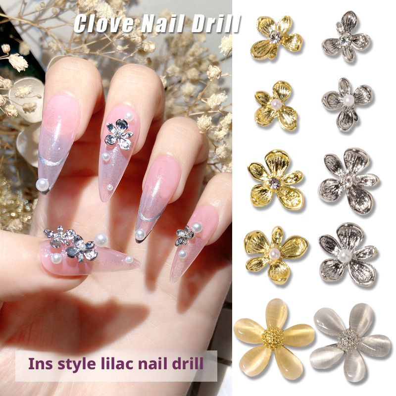 10 ชิ้น Y2K ดอกไลแลค 3D ของตกแ - Nail Art Lilac บทวิจารณ์และราคา