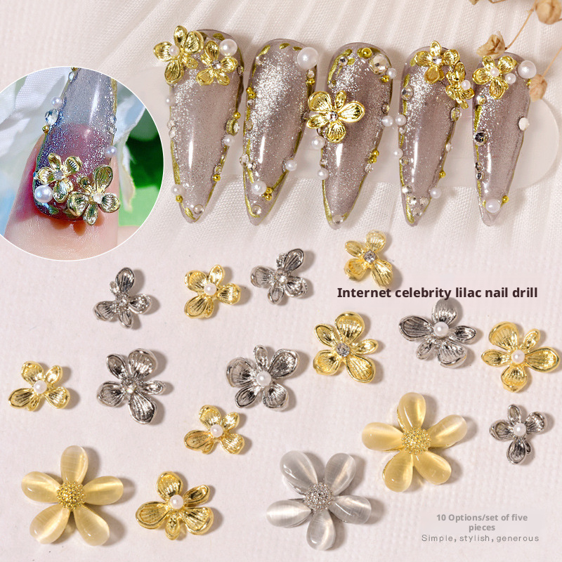 10 ชิ้น Y2K ดอกไลแลค 3D ของตกแ - Nail Art Lilac บทวิจารณ์และราคา