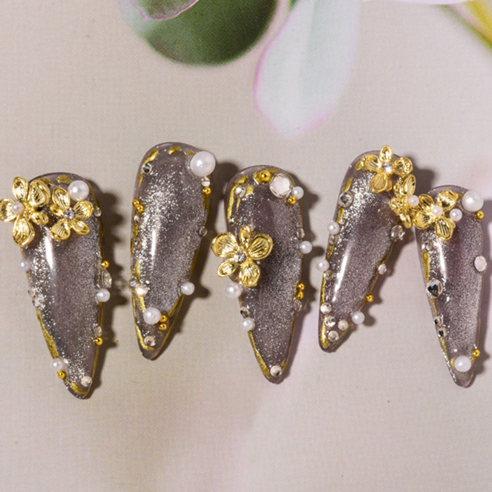 10pcs Rhinestone ดอกไม้ 3D โลห - Nail Art Lilac บทวิจารณ์และราคา