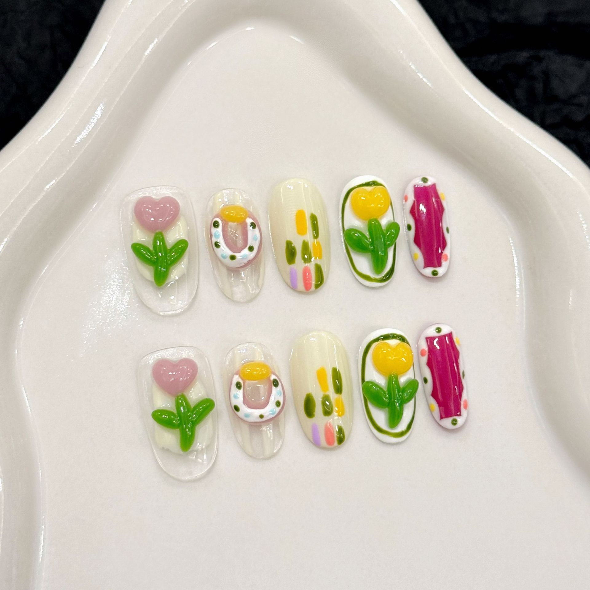 10pcs Handmade กดบนเล็บ 3D สตร - Nail Art Strawberry บทวิจารณ์และราคา