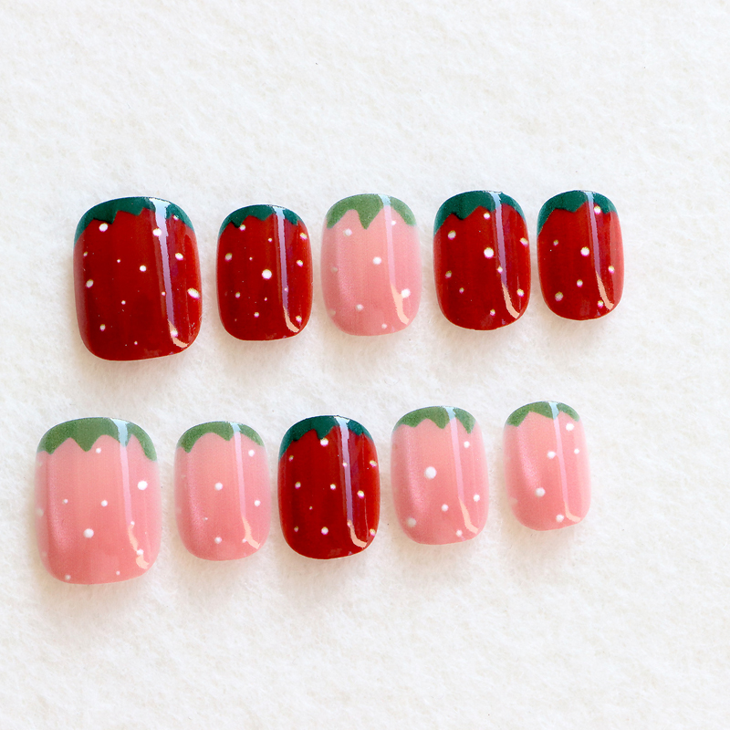 เล็บปลอมแฟชั่นผู้หญิงลายสตรอว์ - Nail Art Strawberry บทวิจารณ์และราคา