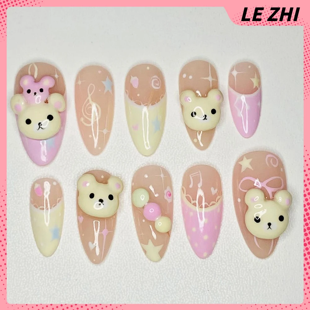 3D Handmade Rilakkuma กดบนเล็บ - Nail Art Strawberry บทวิจารณ์และราคา