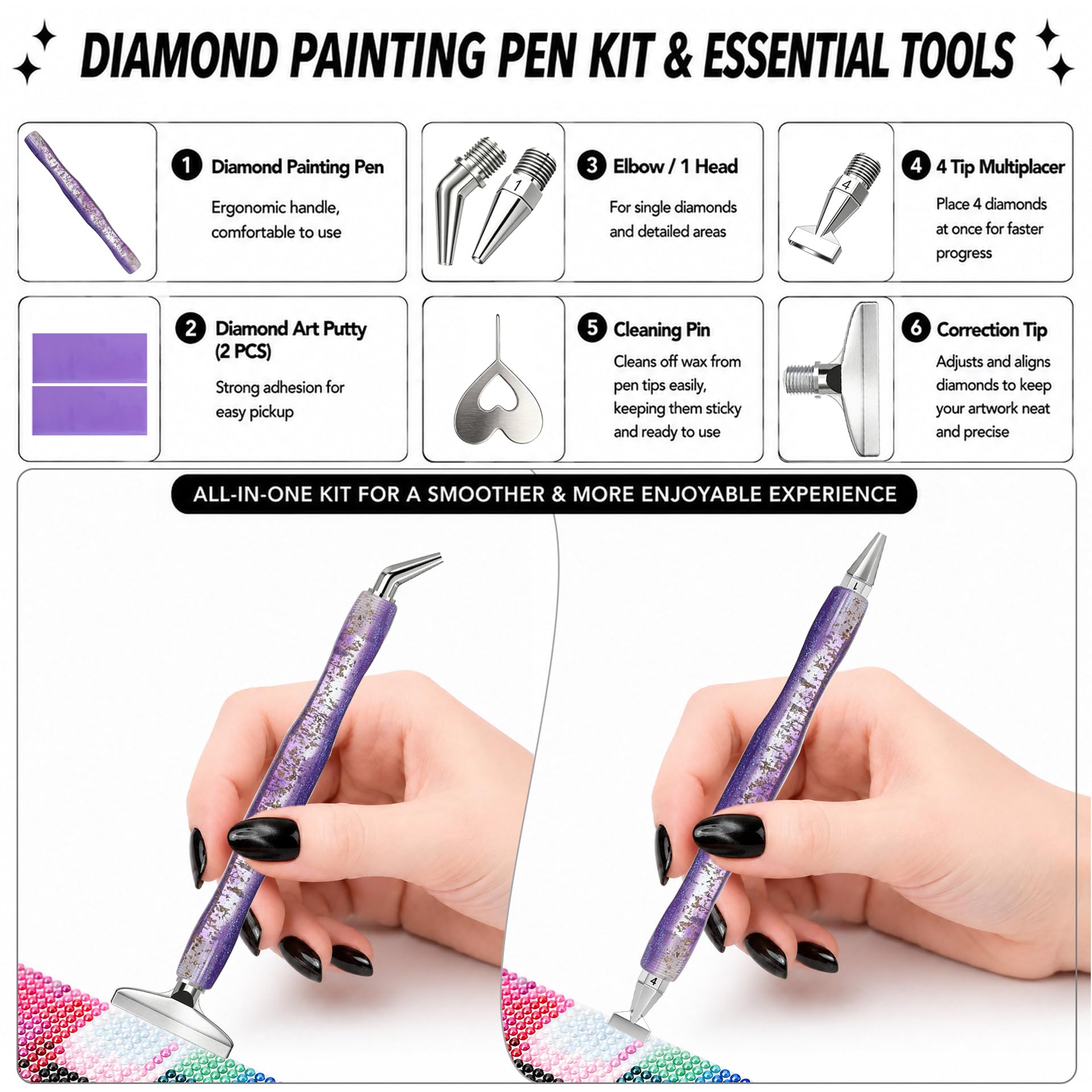 ปากกาสำหรับงานเพ้นท์เพชร ปลายโ - Nail Art Dotting Tool บทวิจารณ์และราคา