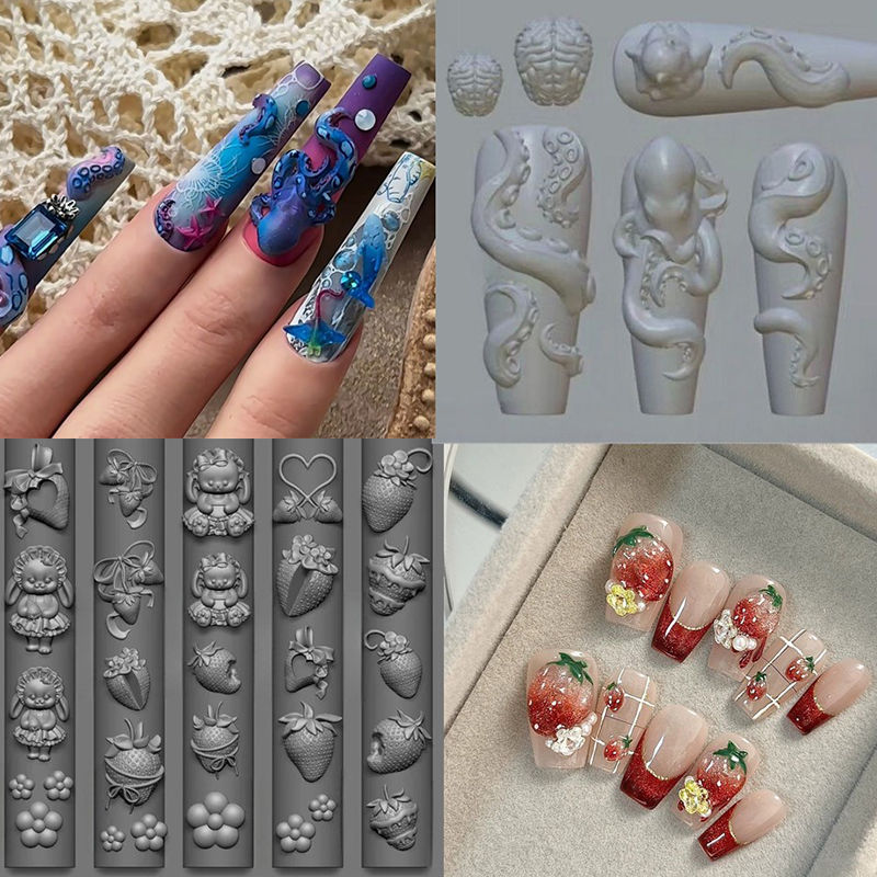 ✰ ✪ แม่พิมพ์ซิลิโคน 3 มิติ ลาย - Nail Art Strawberry บทวิจารณ์และราคา
