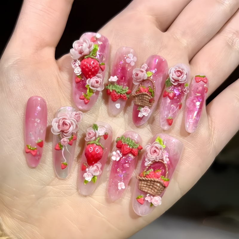 แม่พิมพ์เล็บลายผลไม้ 1 ชิ้น ลา - Nail Art Strawberry บทวิจารณ์และราคา
