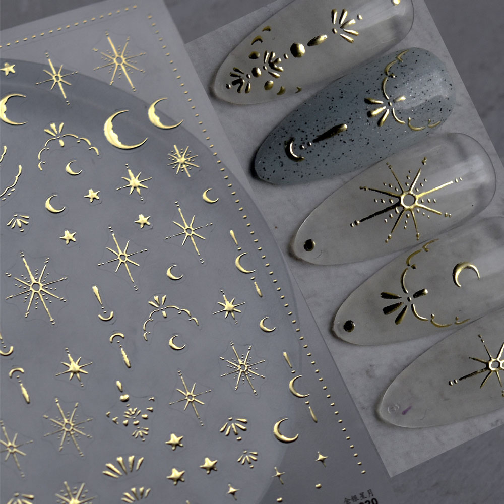สติกเกอร์ติดเล็บลายดวงอาทิตย์/ - Nail Art Gold บทวิจารณ์และราคา
