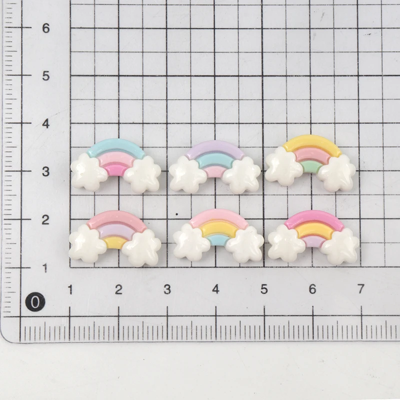 เรซิ่นรูปทรงแบนสีรุ้งขนาดเล็ก  - Nail Art Rainbow บทวิจารณ์และราคา