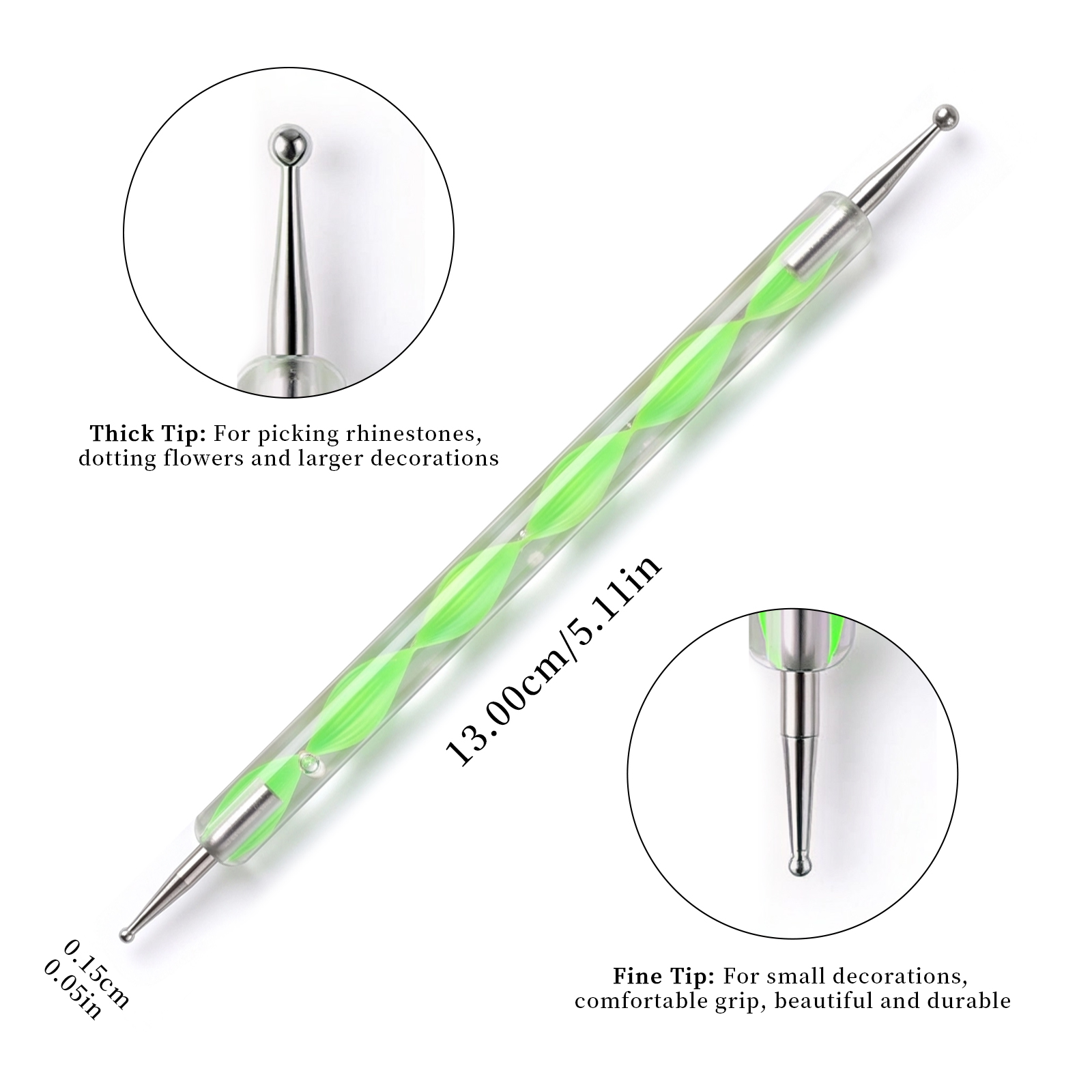 ชุดปากกาแต่งเล็บสองหัว 5 ชิ้น  - Nail Art Dotting Tool บทวิจารณ์และราคา