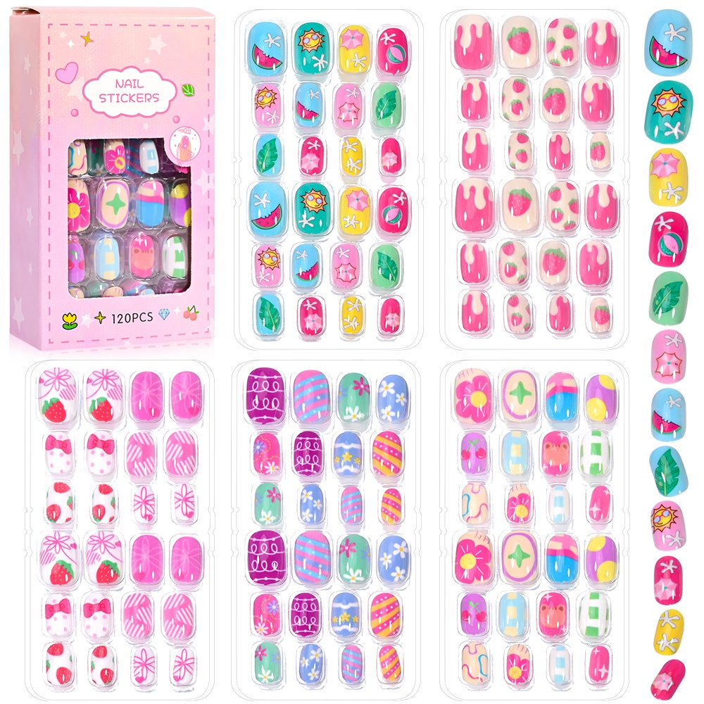 120 ชิ้น 5 ชุด Candy เด็กกดบนเ - Nail Art Fake Nails บทวิจารณ์และราคา