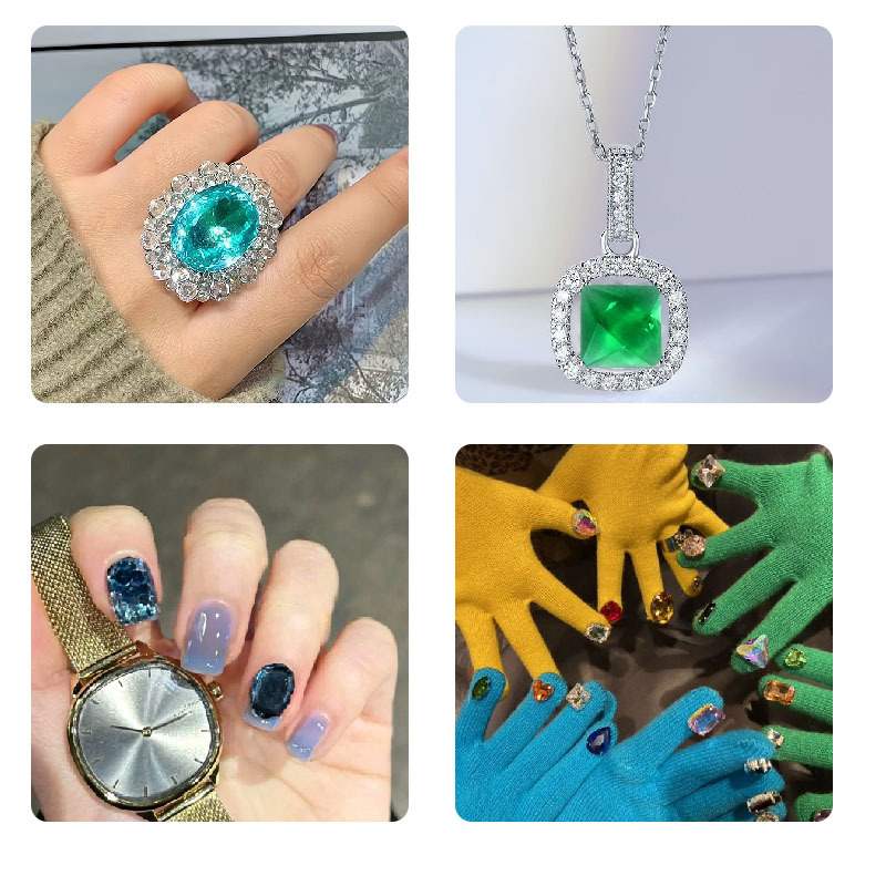 DIY แหวนลูกบาศก์สร้อยคอสร้อยข้ - Nail Art Emerald บทวิจารณ์และราคา