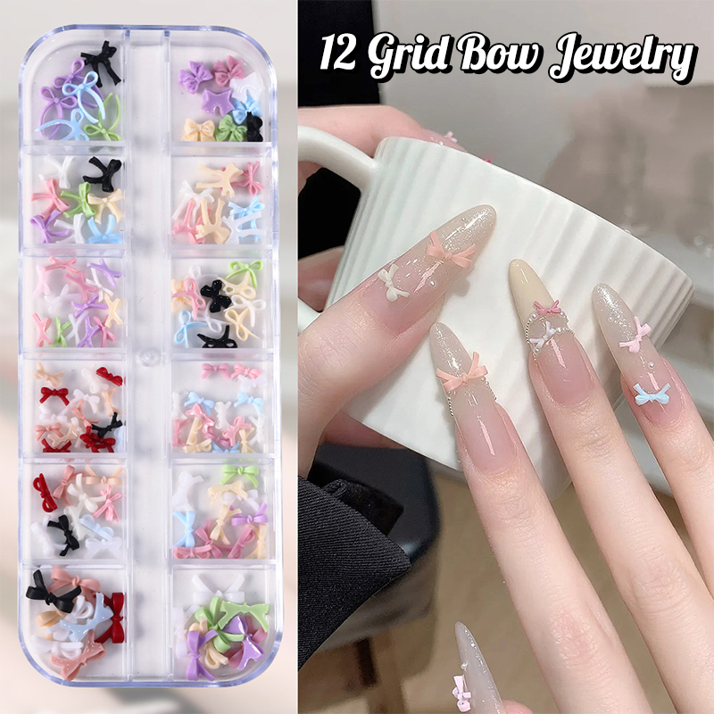 ชาร์มตกแต่งเล็บรูปโบว์หลากสี 1 - Nail Art Emerald บทวิจารณ์และราคา