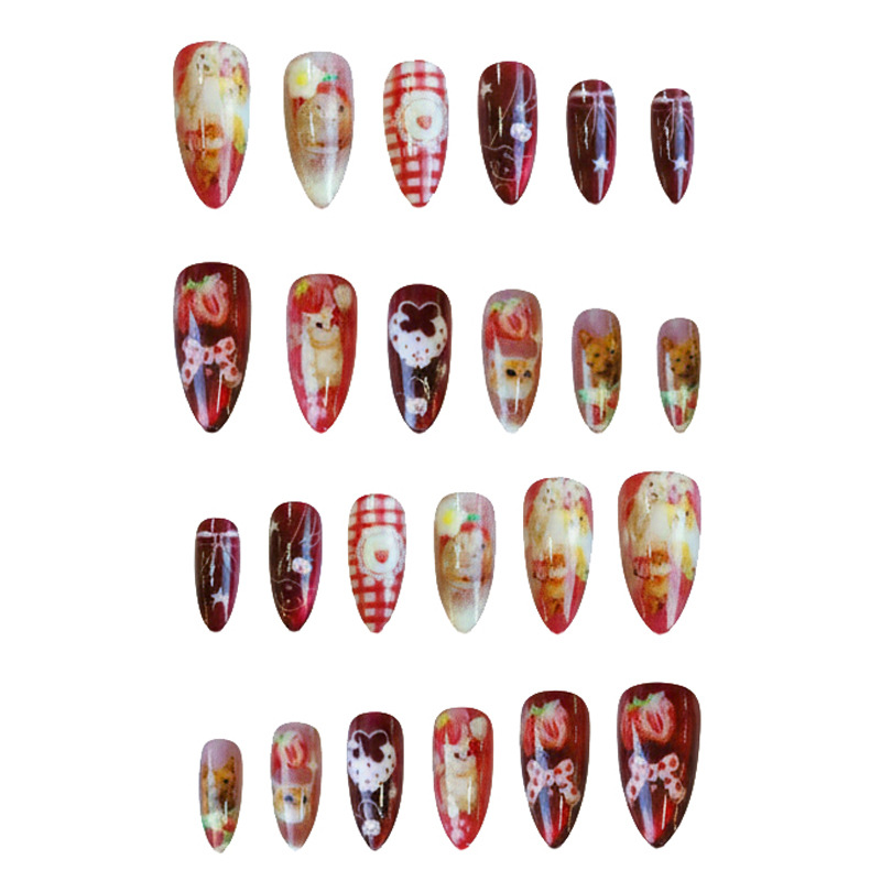 เล็บปลอมลายแมวสตรอว์เบอร์รี่ 2 - Nail Art Strawberry บทวิจารณ์และราคา